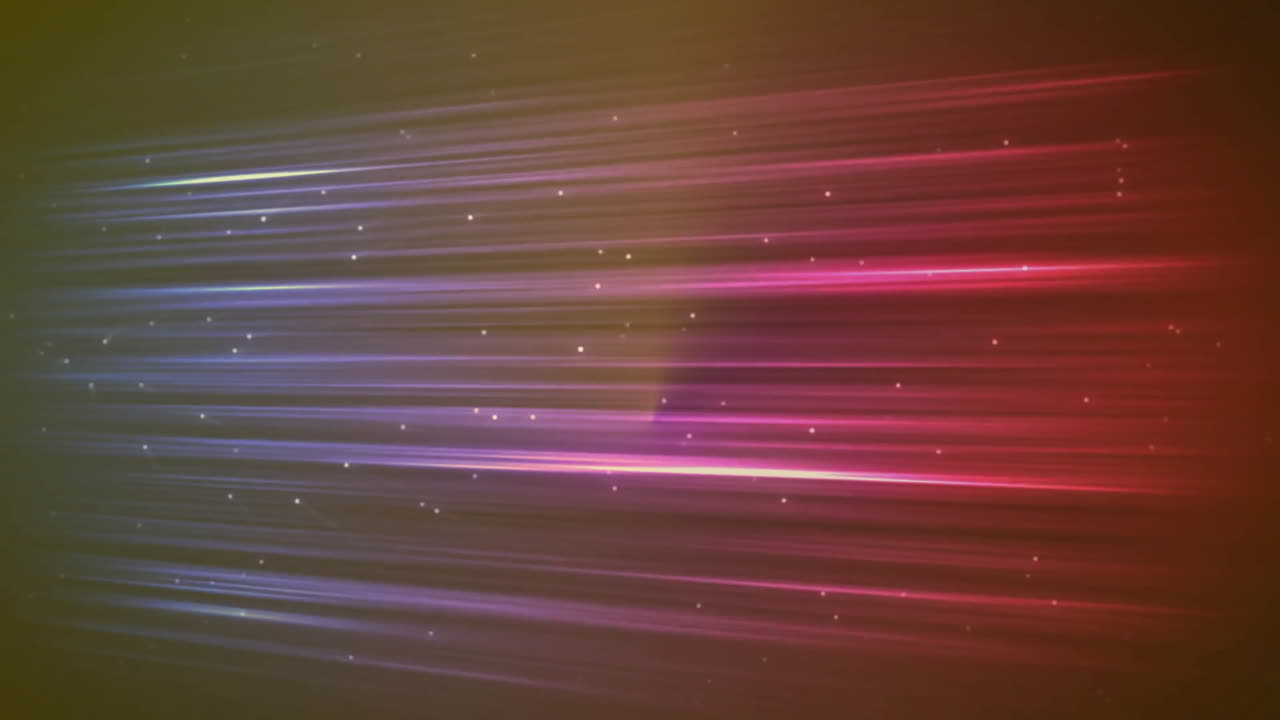 Abstract light streaks flowing across cosmic space in animated illustration with glowing particles