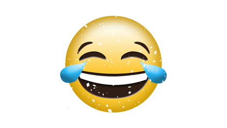 animation of smile emoji icon with falling confetti on white background