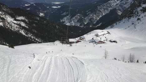 aerial view of german mountains from a cable car 4k