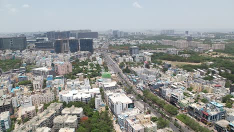 Cityscape-of-HITEC-City-is-spread-across-of-land-under-suburbs-of-Madhapur,-Gachibowli,-Kondapur,-Miyapur,-Bowrampet-and-Shamshabad-all-the-combined-technology-townships-is-also-known-as-Cyberabad