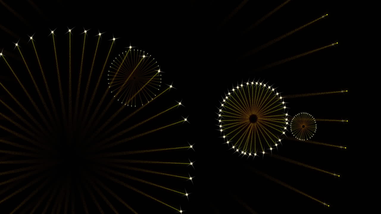 Animation of fireworks exploding over black background