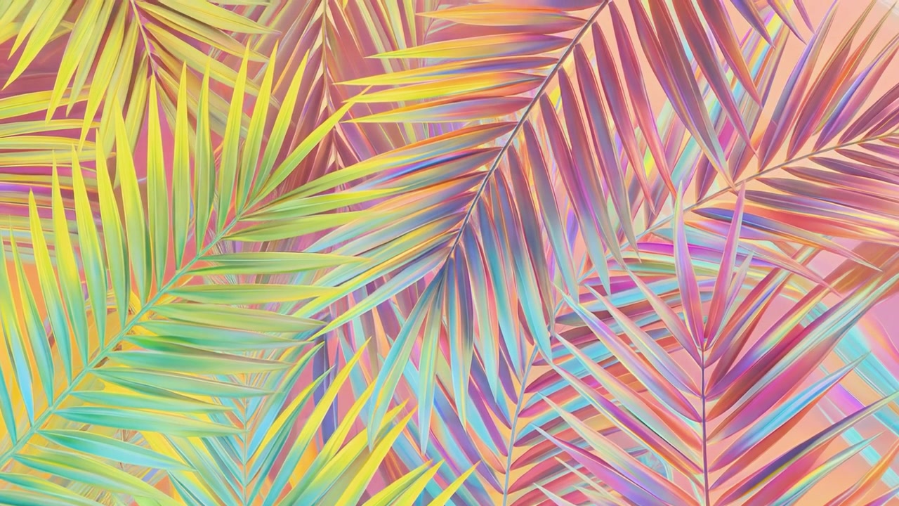 Abstract Background of Iridescent Palm Leaves with Shifting Colors