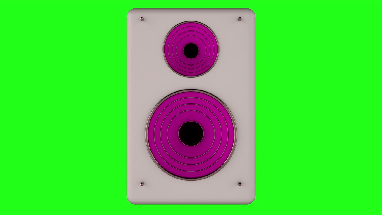 animación 3d de un altavoz en una pantalla verde. en bucle.