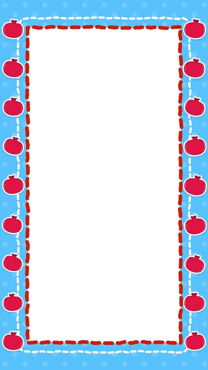 Looping vertical frame animation featuring dashed stitched borders, red apples, and white copy space.