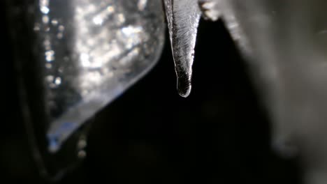 ice water dripping melting, decorative icicle, macro close up