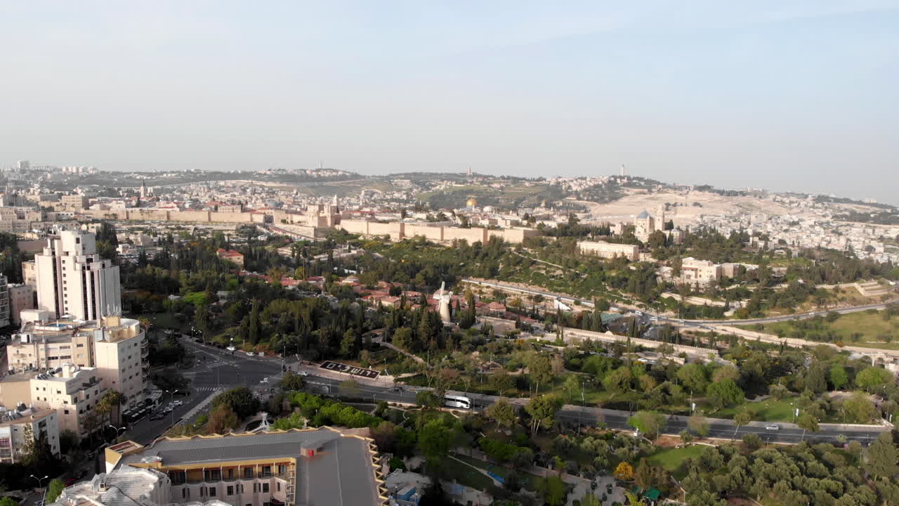 las murallas de la antigua ciudad de jerusalem vista aérea