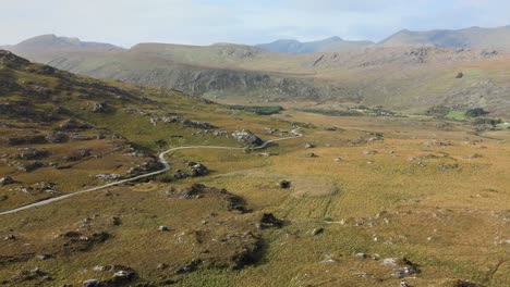 An-aerial-round-flight-showing-vast-beauty-of-wild-countryside-in-Ireland-in-Autumn