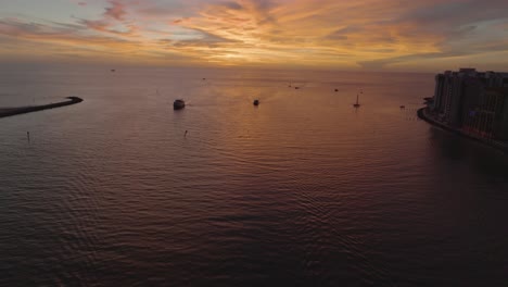 clearwater florida aerial sunset boats in channel