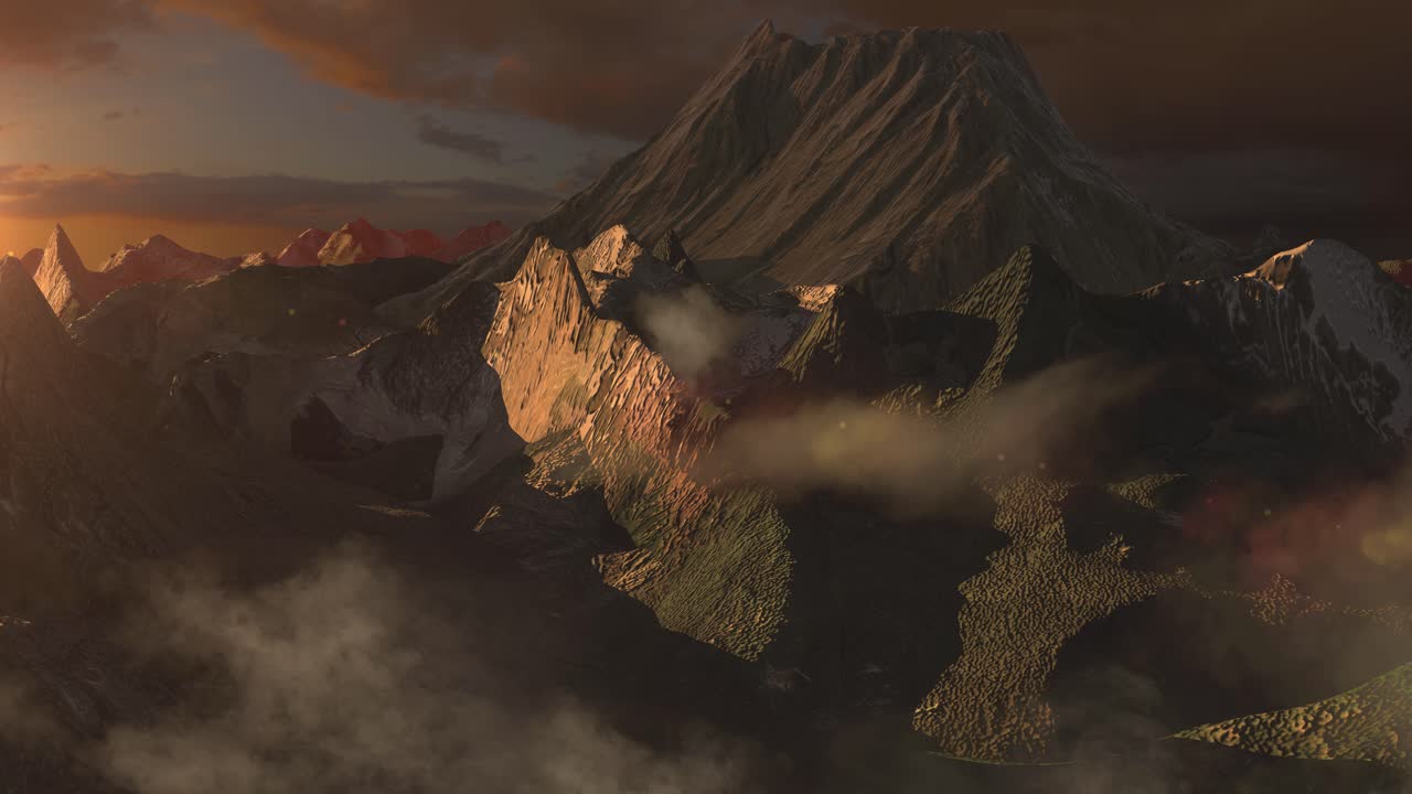 vista de la puesta de sol en la montaña