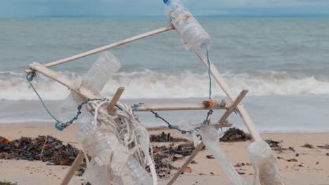 ocean plastic and rubbish on a remote beach in far northern australia