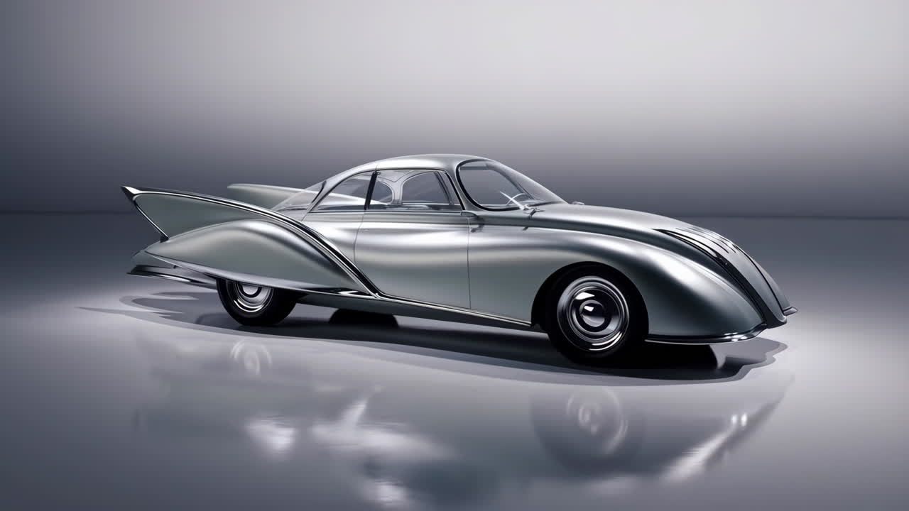 Elegantes, silbernes Stromlinien-Konzeptauto