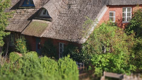 traditional thatched roof house in rural germany