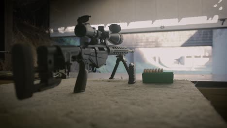 sniper rifle ready to practice on shooting range