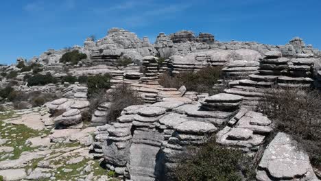 Flying-over-the-Torcal-de-Antequera,-natural-area