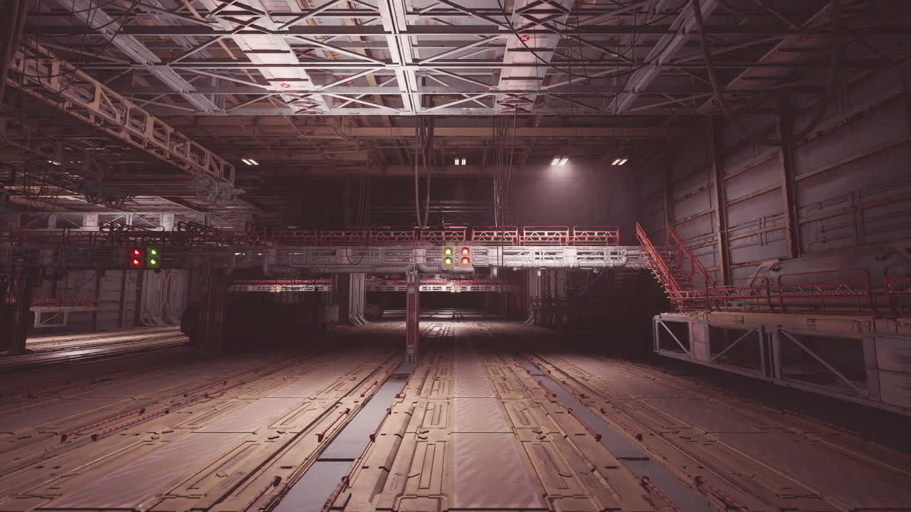 футуристический промышленный интерьер