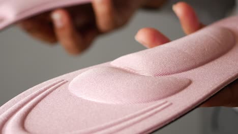 close-up of pink shoe inserts