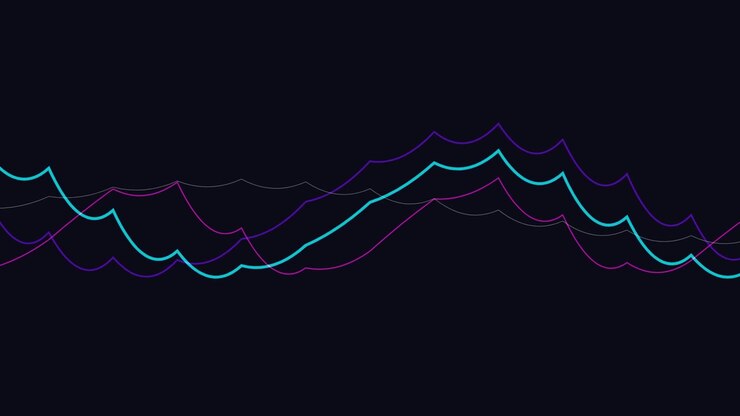 Abstract Animated Neon Wave Lines on Dark Background
