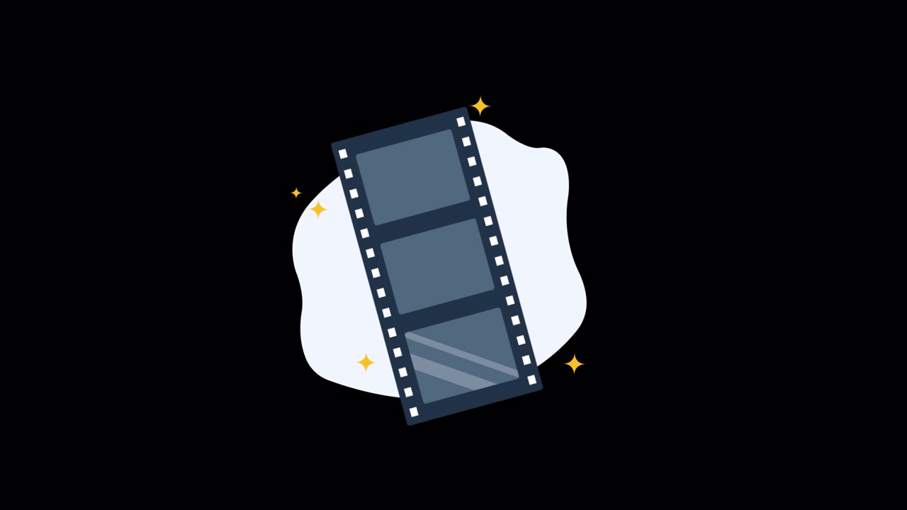 Animated Film Strip Icon on Black Background