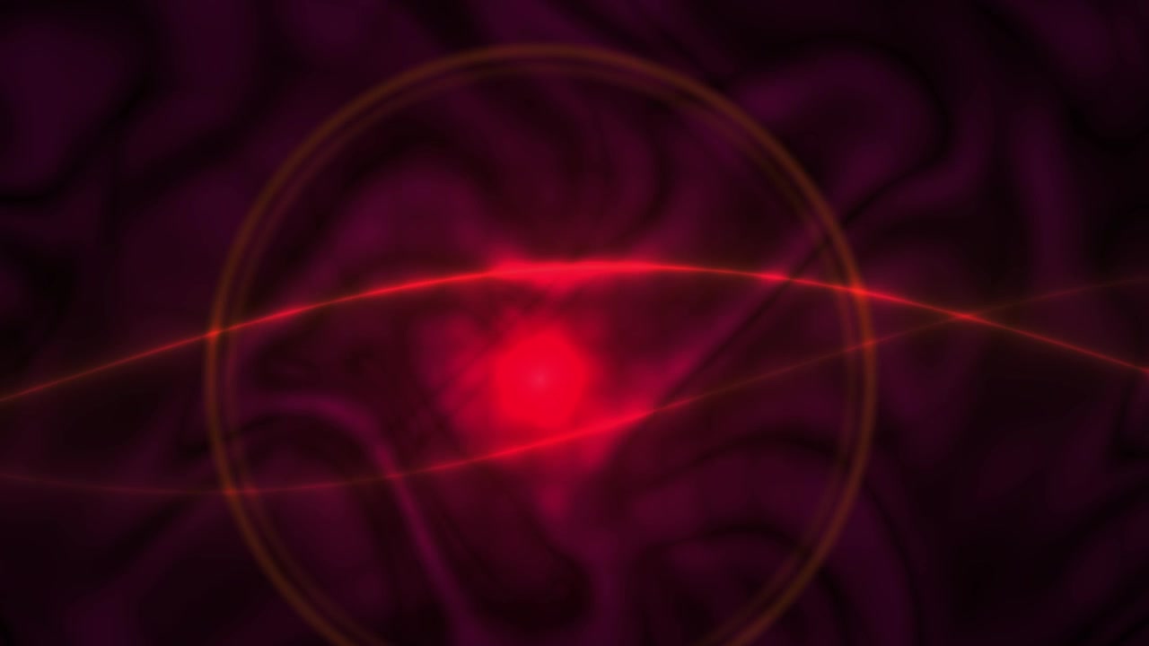 Raggi di luce rossa dinamici che intersecano una sfera luminosa