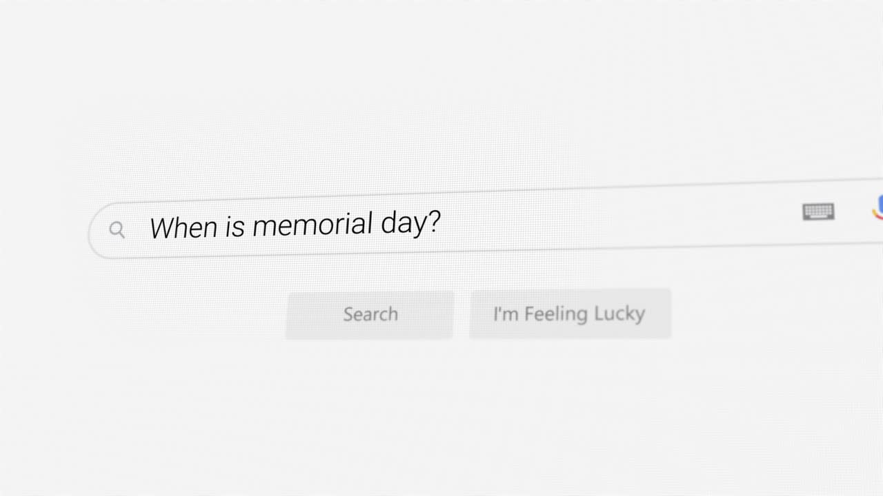 Searching for When is memorial day? on Internet browser