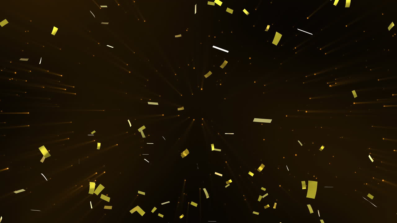 animación de confeti cayendo sobre luces brillantes sobre un fondo negro