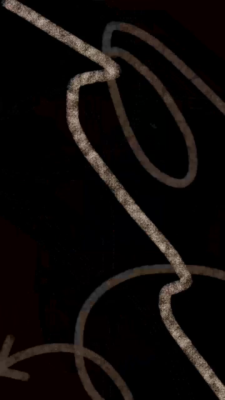 Abstract Animated White Scribbles and Arrows on Black Background