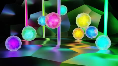 las bolas facetadas flotantes del bucle vj.