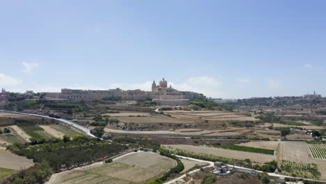 rural countryside around mdina town,malta,sunny day,aerial scenery