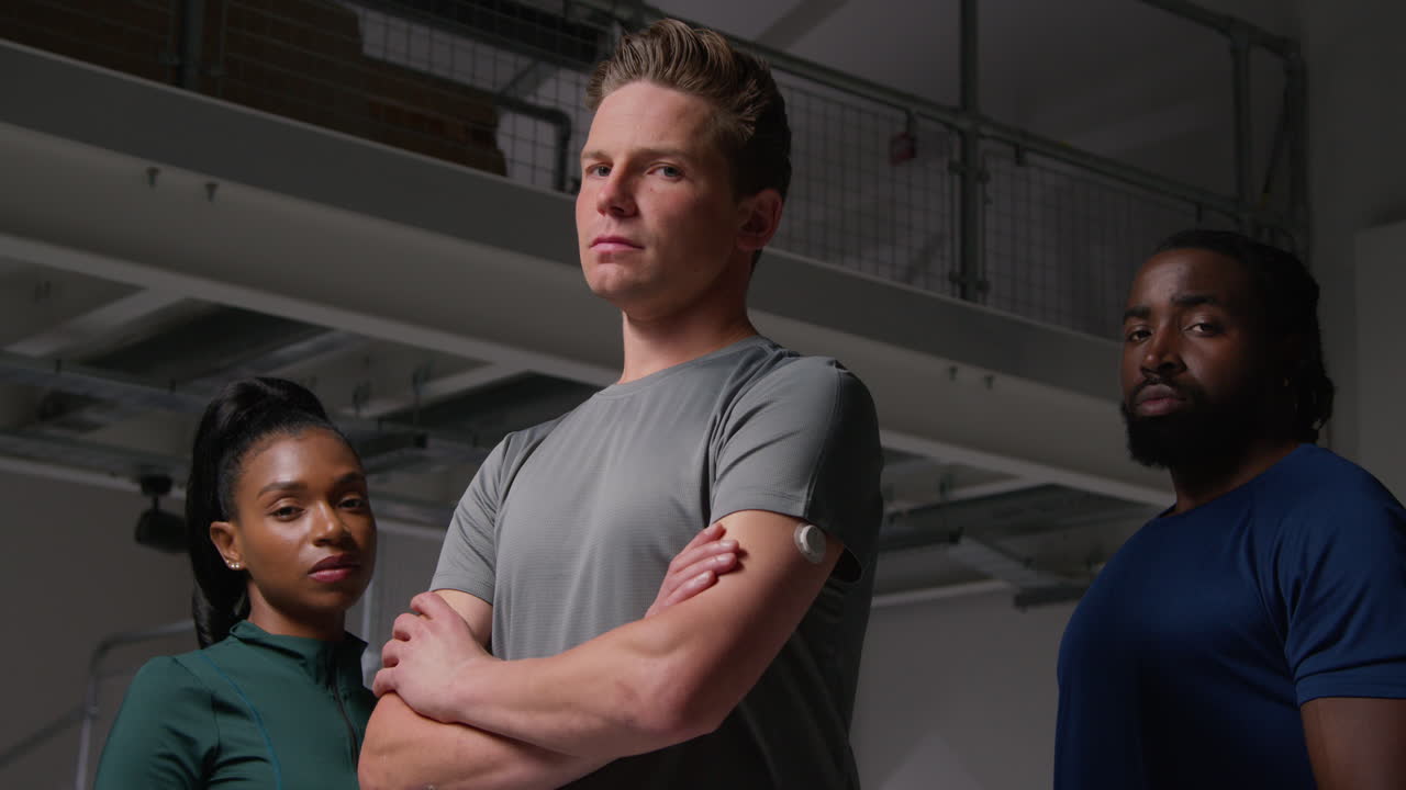 Group Portrait Of Male And Female Athletes In Fitness Clothing Training In Gym Warming Up And Preparing Psychologically For Sports Event 5