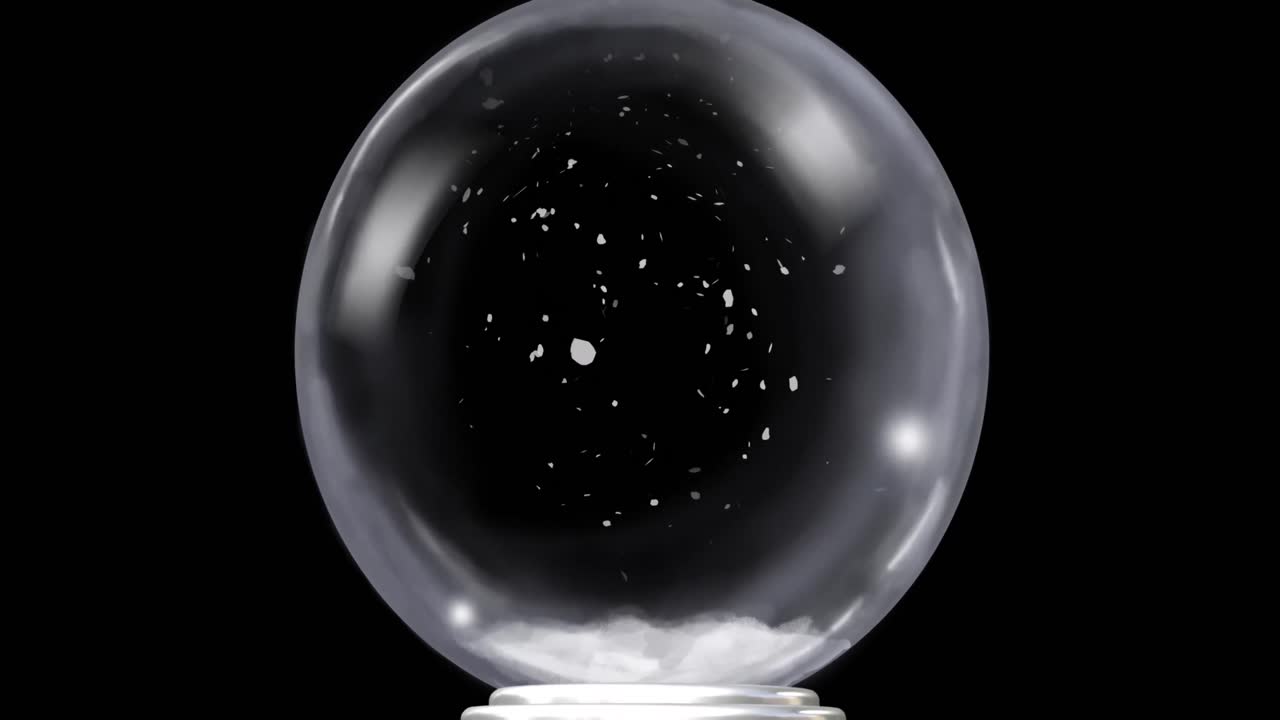 검은 바탕에 눈이 내리는 크리스마스 스노우 글로브의 애니메이션