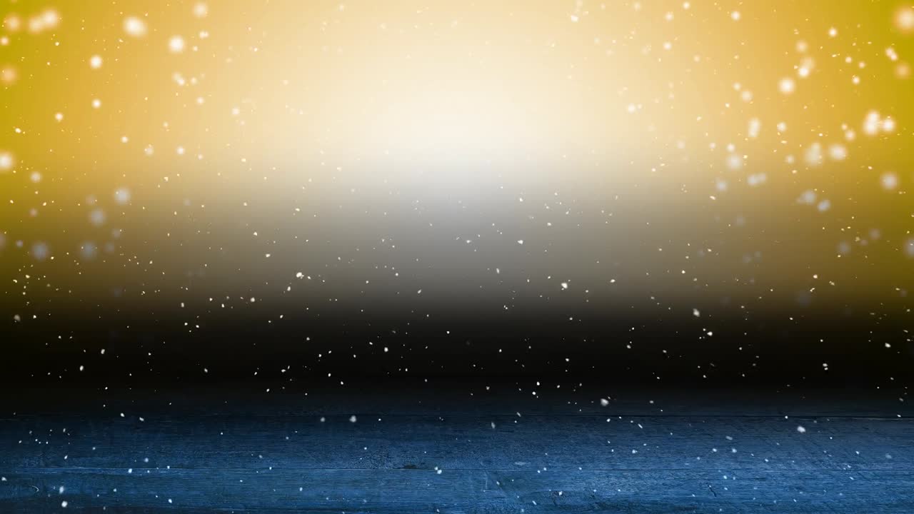밝은 노란색 불빛 위에 내리는 눈의 애니메이션