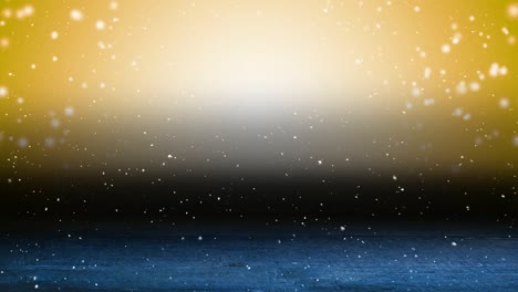 Animación-De-Nieve-Cayendo-Sobre-Luces-Amarillas-Brillantes.