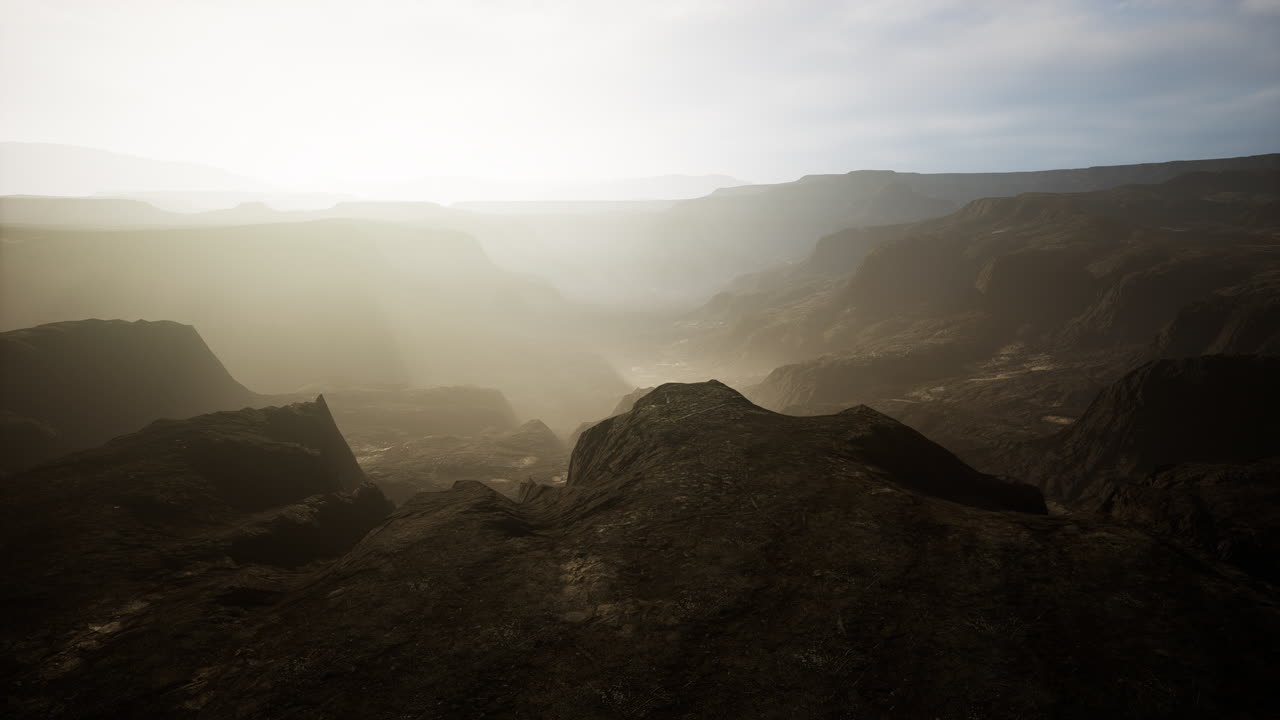 parque nacional del gran cañón en la niebla al atardecer