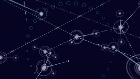 digital animation of network of connections against sphere forming a circles on blue background