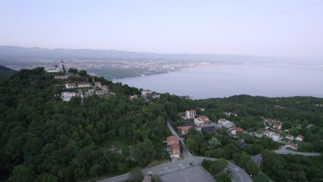 aerial view of opatija with kvarner bay and rijeka in background