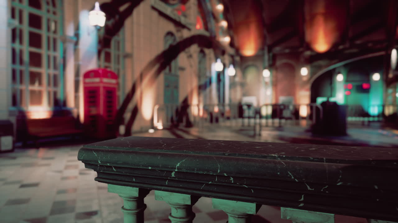 대리석 발코니와 함께 빈티지 인테리어 건축 디스플레이