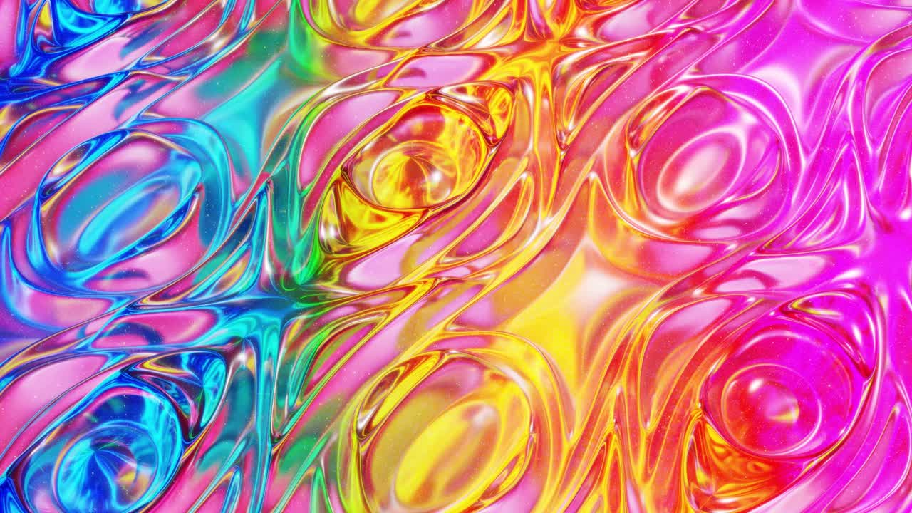 fondo abstracto en bucle. hermosa superficie ondulada iridescente de líquido con patrón, color de gradiente y ondas de flujo en él. arco iris brillante y fluido mate. bg creativo brillante con animación suave y suave.
