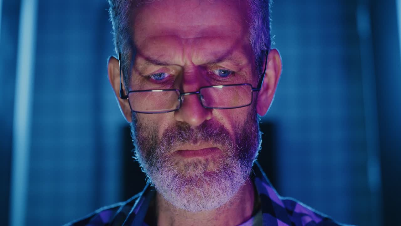 primer plano de un hombre mayor enfocado