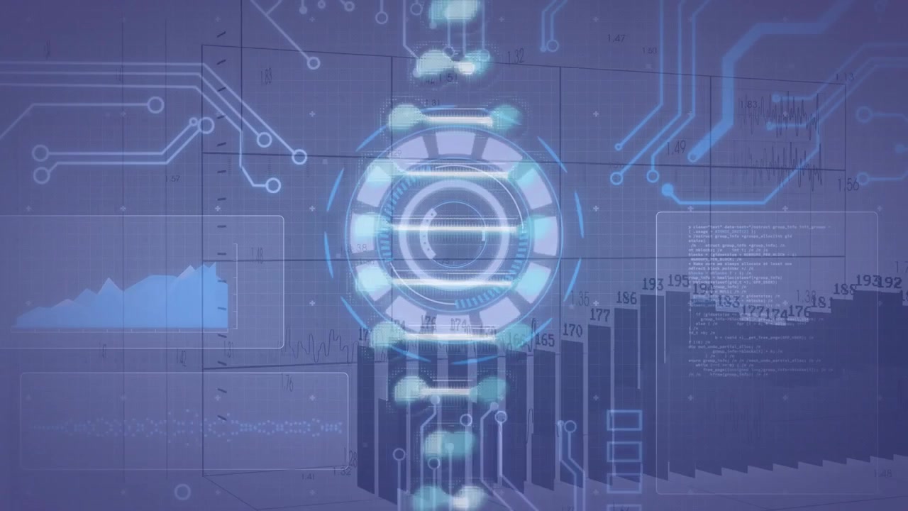 DNA-like helix sliding across research HUD on data input, visualizing nodes and updating bar charts