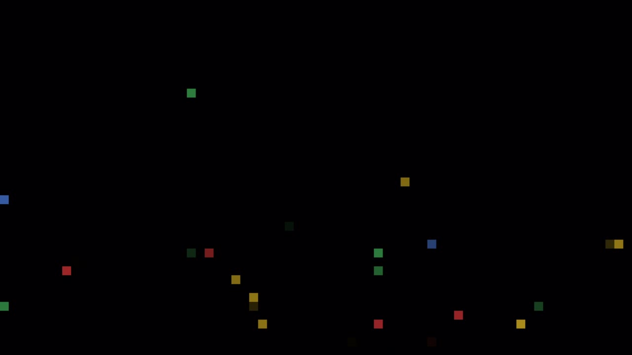 Pixelate colourful falling confetti down on white background, greeting animation