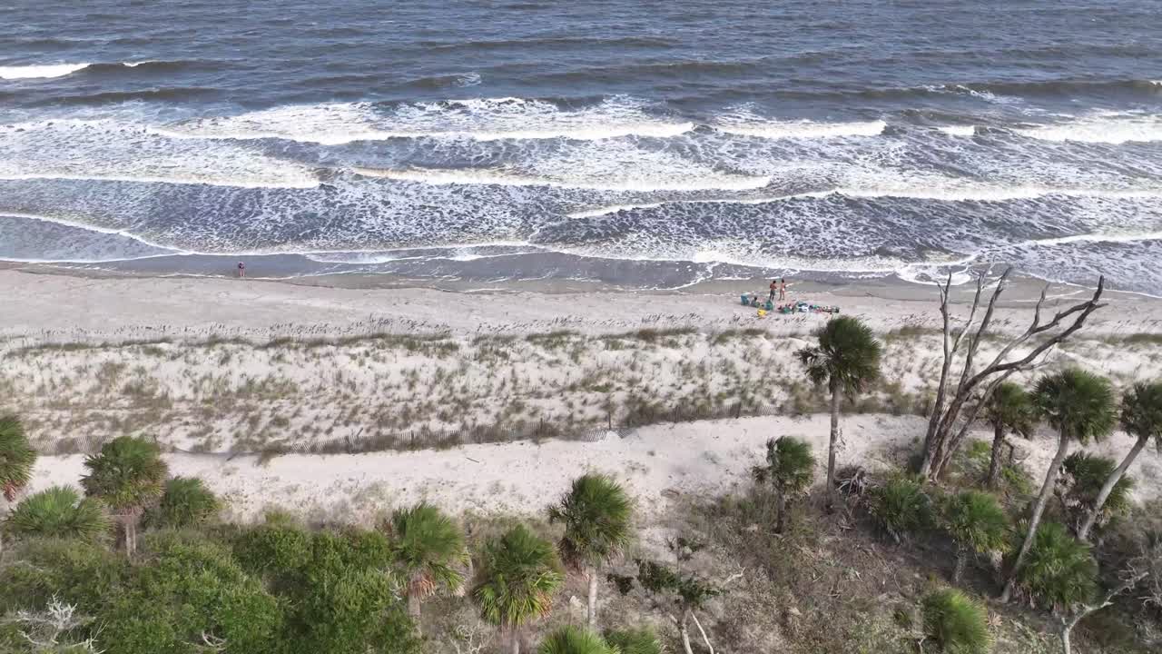 Aerial View of a Beautiful Beach with People