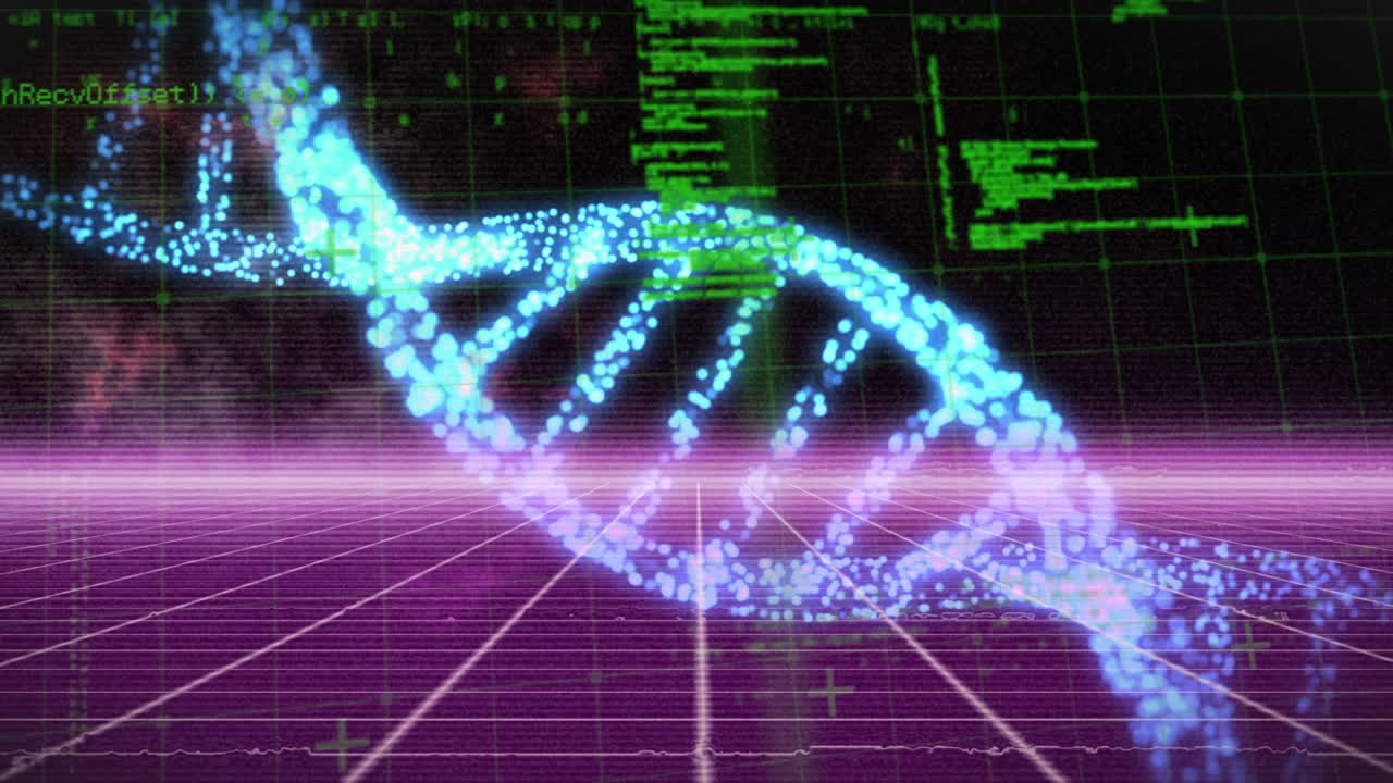 Animation of dna strand spinning and medical data processing