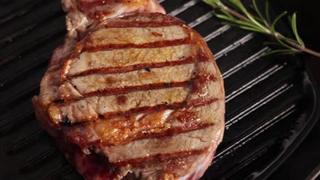 grilled steak on a hot pan