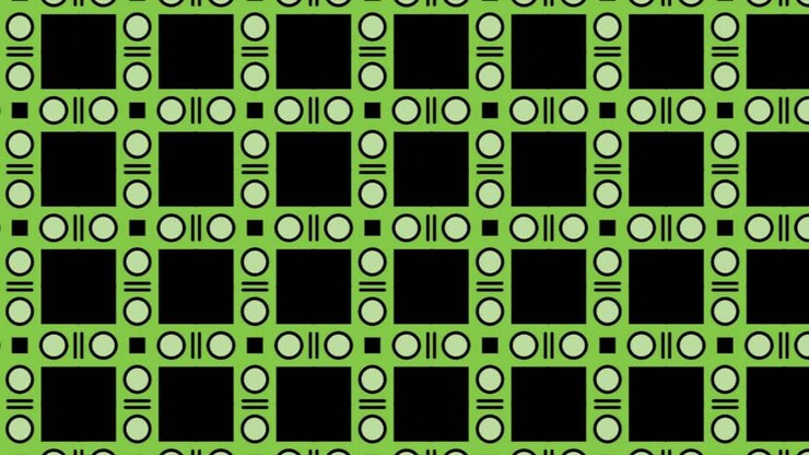 Black Tiles With Green Border Designed With Shapes And Lines