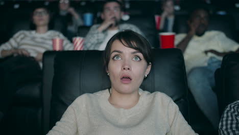 woman surprised at movie