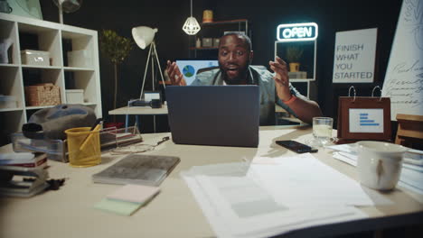 happy businessman at his office