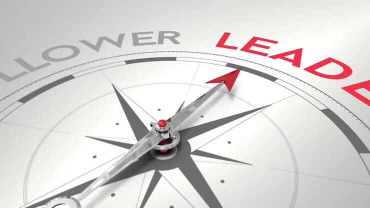 Compass pointing to leader