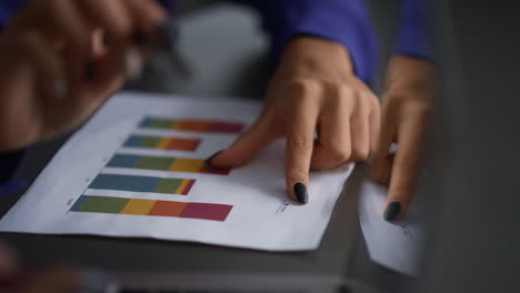 business woman hands analyzing graph