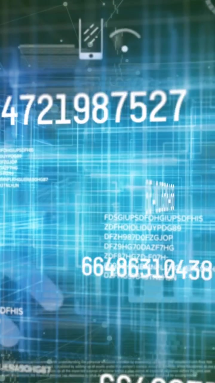 Animazione di numeri che cambiano e icone su scie luminose