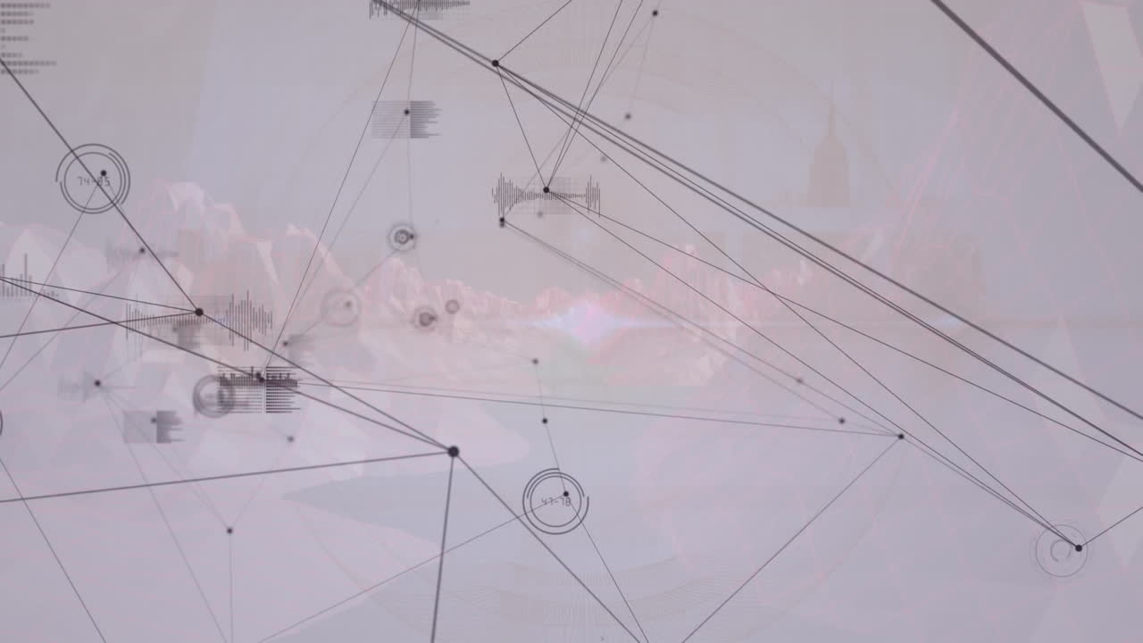 animación de la red de conexiones con las estadísticas sobre las montañas